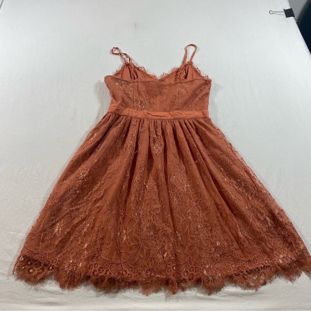 Elegant Lace Dress in Coral Small women’s dress mini adjustable straps Boho - Picture 4 of 7